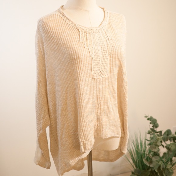 Altar'd State Tops - Altar'd State Cream Tan Crochet Lace Back High Low Knit Top Small